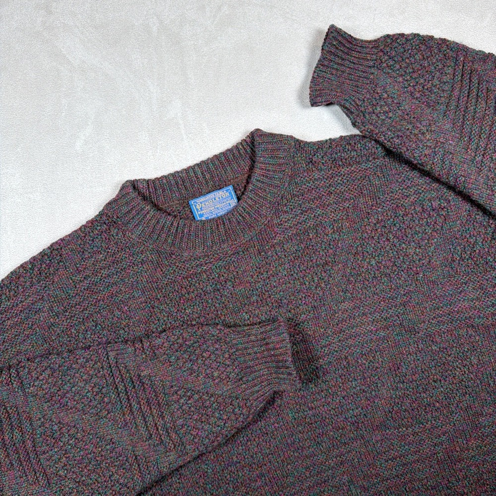Vintage Pendleton Sweater XL USA Pure Virgin Wool Crewneck Multicolor Cozy